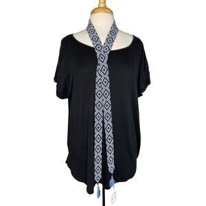 SHIRALEAH New Multicolor Beaded Pia Necktie Necklace Native Southwest Black Blue